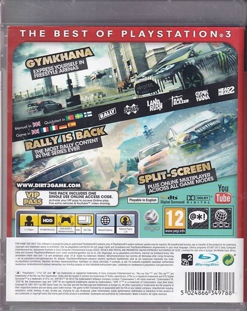 Dirt 3 Essentials - PS3  (B Grade) (Used) (Eng)